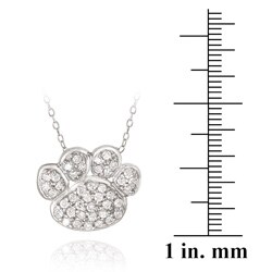 Icz Stonez Sterling Silver Cubic Zirconia Paw Print Necklace