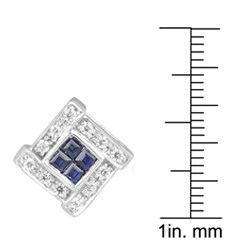 10k White Gold Blue Sapphire and 1/10ct TDW Diamond Earrings (I-J, I2)