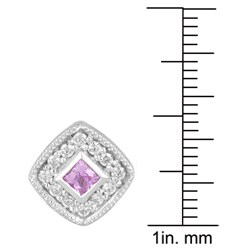 10k White Gold Pink Sapphire and 1/10ct TDW Diamond Earrings (I-J, I2)