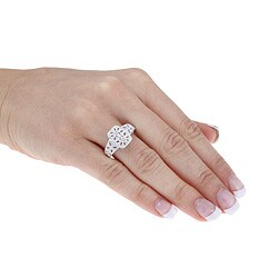 Ultimate CZ Platinum  over Sterling Silver Diamond Accent Filigree Ring