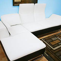 Elle Modern White Leather Sectional Sofa (LFC)