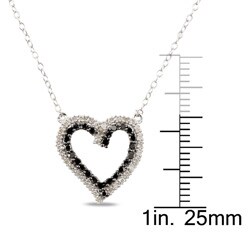 Silver 1/3ct TDW Black and White Diamond Heart Necklace (H-I, I2-I3)