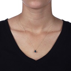 14k Yellow Gold 1ct TDW Blue Diamond Pendant 
