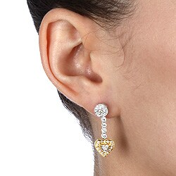 14k Two-tone Gold 1ct TDW Heart Shaped Diamond Earrings (G-H, SI1)