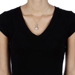 Sterling Silver Freshwater Pearl and Cubic Necklace (9-10 mm)