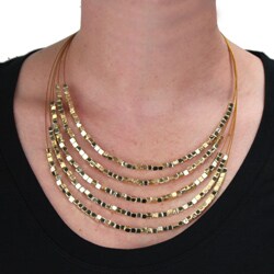 Goldtone Square Bead 5-strand Necklace