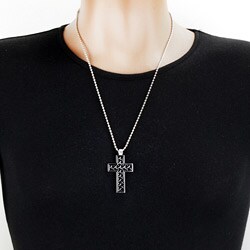 Stainless Steel Diamond Plate Pattern Cross Necklace
