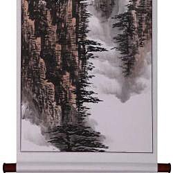 'Mountains Asian' Wall Art Scroll Painting (China)