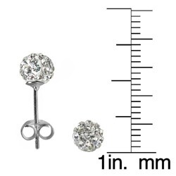 Sterling Silver Clear Crystal-studded 6-mm Ball Earrings