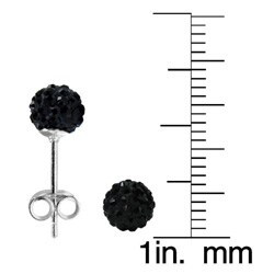 Sterling Silver Black Crystal-studded 6-mm Ball Earrings