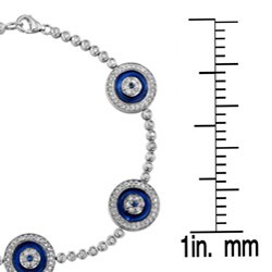 14k White Gold 1 1/4ct TDW Diamond and Sapphire Evil Eye Bracelet (J, I2)