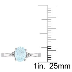 10k White Gold Blue Topaz Diamond Accent Ring