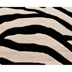 Handmade Alexa Modern Zebra Wool Rug (7'6 x 9'6)