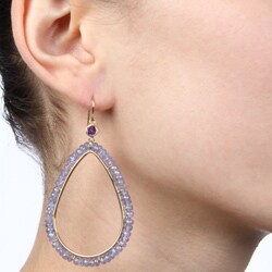 Zoe B 14k Gold Amethyst and Tanzanite Hoop Earrings