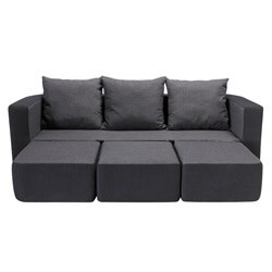 Duplex 3-seat Black/ Charcoal Versatile Foam Sofa