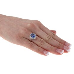 Sterling Essentials Sterling Silver Created Sapphire and White Topaz Diana Ring