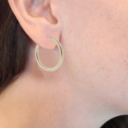 Rose Goldtone Ion-plated Stainless Steel 30-mm Hollow Hoop Earrings