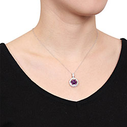 New York Gems Sterling Silver Amethyst and Cubic Zirconia Necklace
