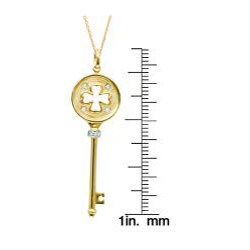 14k Gold and Sterling Silver Diamond Accent Clover Key Necklace