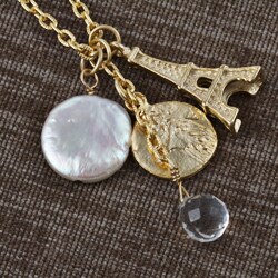 Goldplated Pearl Eiffel Tower Necklace (18 mm) (USA)