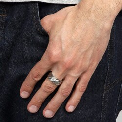 Stainless Steel Swirling Ridge Diamond Band Ring