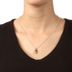 Charming Life Gold Overlay and Silver Clover and Wishbone Necklace