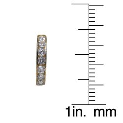 10kt Gold Channel Set Cubic Zirconia Mini-Hoop Earrings