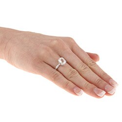 14k White Gold White Topaz and Diamond Accent Ring