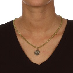 Zoe B 14k Gold over Silver Peridot 'Believe' Charm Necklace