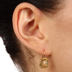 Zoe B 14k Gold over Sterling Silver Green Quartz Earrings