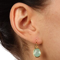Zoe B 14k Gold over Sterling Silver Seafoam Chalcedony Earrings
