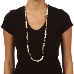 Goldtone Tiger's Eye Hearts and Mother of Pearl Necklace
