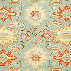 Handmade Treasures Light Blue/ Ivory Wool Rug (7'6 x 9'6)