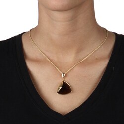 Kate Bissett Goldtone Trillion-cut Brown Glass Necklace