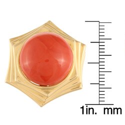 18k Yellow Gold Coral Cabochon Chunky Estate Ring Sz 6