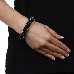 La Preciosa Hanging Black Crystal Stretch Bracelet