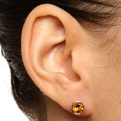 Sterling Silver Round-cut Citrine 7-mm Stud Earrings