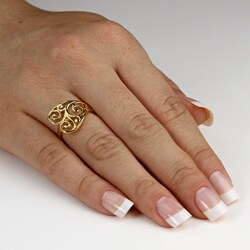 Toscana Collection Gold over Silver Heart Scroll Ring