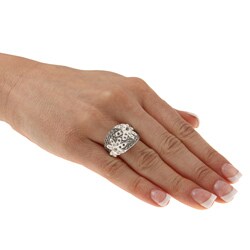 MARC Sterling Silver White Crystal and Marcasite Flower Ring