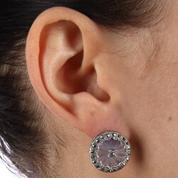 MARC Sterling Silver Marcasite Blue Crystal Earrings