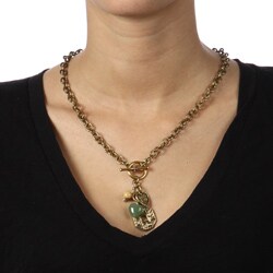 Charming Life Goldtone Aventurine and Asian Coin Necklace