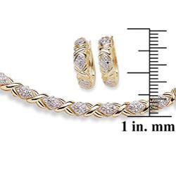Gold Plated 1/4ct TDW Diamond Tennis Bracelet and Earring Set (J-K, I3)