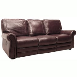 Winchester Burgundy Italian Leather Reclining Sofa and Loveseat