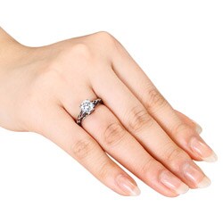 Sterling Silver 2/5ct TDW Black Diamond and White Sapphire Ring