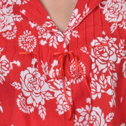 La Cera Women's Cotton Floral 2-piece Pajama Set