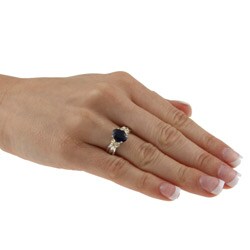 14k Two-tone Gold Sapphire and 1/5ct TDW Diamond Ring (H-I, I2-I3)