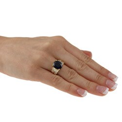 18k Yellow Gold Sapphire and 5/8ct TDW Diamond Ring (H, SI1-SI2)