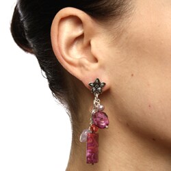Charming Life Silvertone Multi-gemstone and Pearl Fiesta Earrings (4 mm)