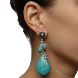 Charming Life Silvertone Turquoise Blue Fiesta Fringe Earrings
