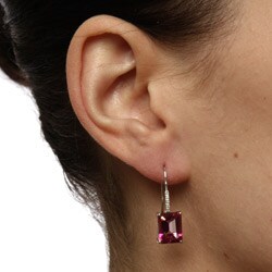 Viducci 10k White Gold Pink Topaz and Diamond Accent Earrings
